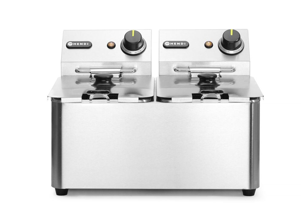 Friteuse 2x4 L, HENDI, Kitchen Line, 8L, 230V/6000W, 470x380x(H)315mm