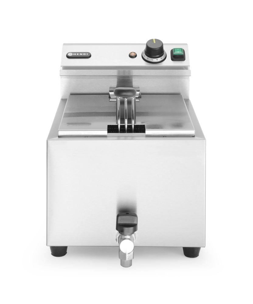 Friteuse Profi Line met aftapkraan - 8 l, HENDI, Profi Line, 8L, Lichtgrijs, 230V/3500W, 305x515x(H)354mm
