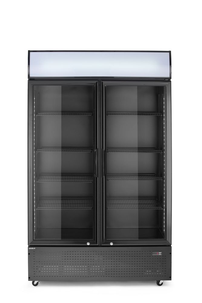 Backbar koelkast met lichtbak, dubbele deur, Arktic, 512L, Zwart, 230V/510W, 585x1120x(H)1900mm