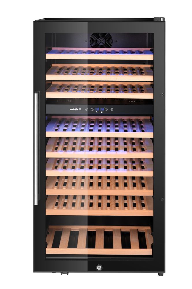 Wijnkoeler, 2 zones, 91 flessen, Arktic, Zwart, 569x595x(H)1215mm