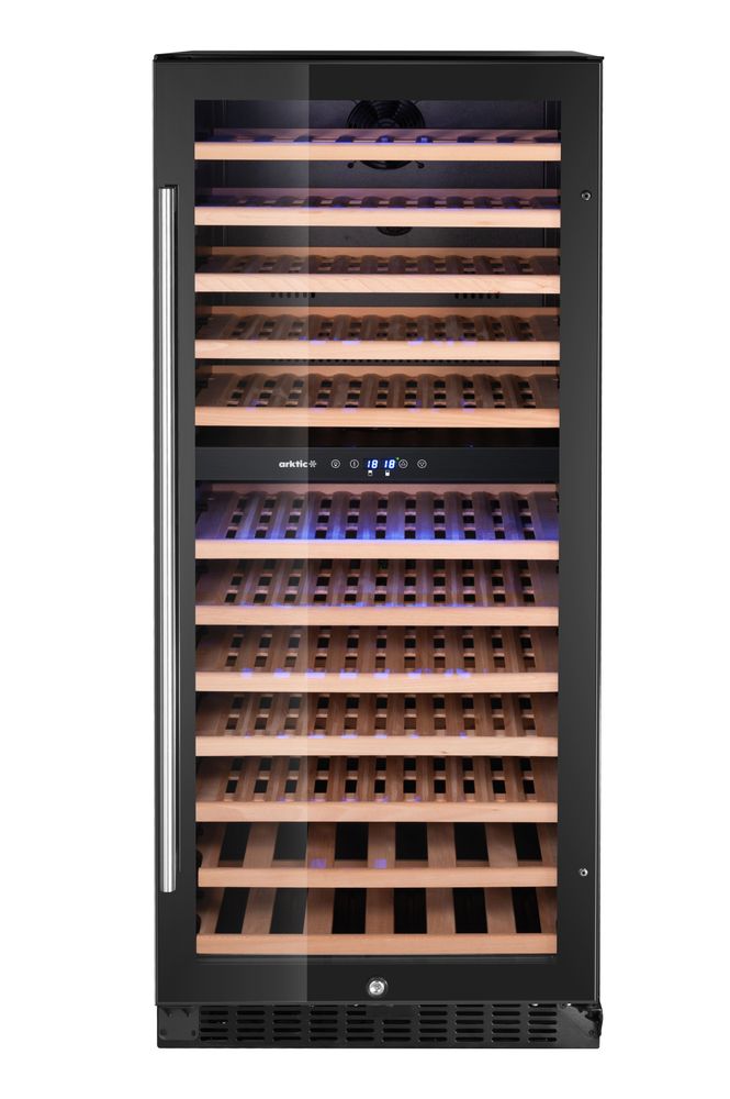 Wijnkoeler, 2 zones, 124 flessen, Arktic, Zwart, 569x595x(H)1397mm