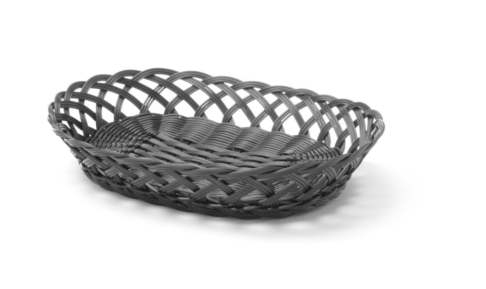 Geweven manden, HENDI, ovaal, Zwart, 320x230x(H)55mm