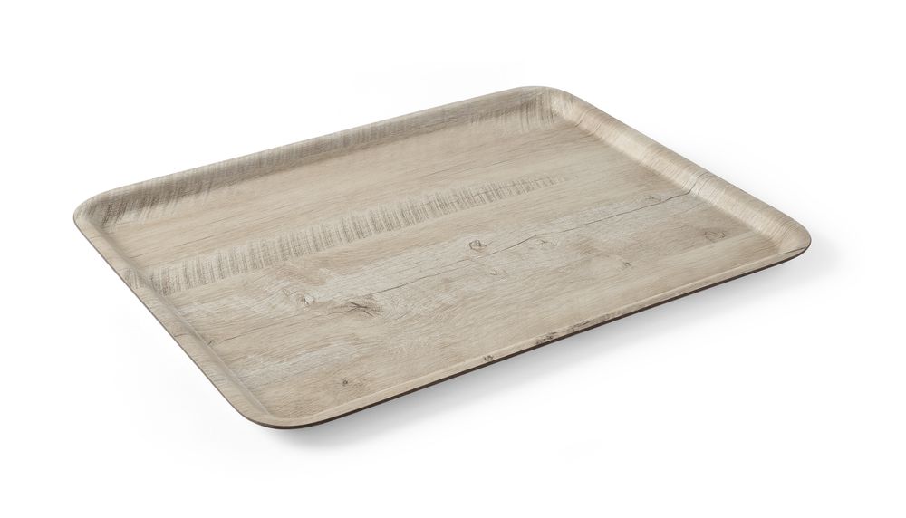Dienblad van melamine met hout bedrukking, AmerBox, Hout licht, 370x530mm