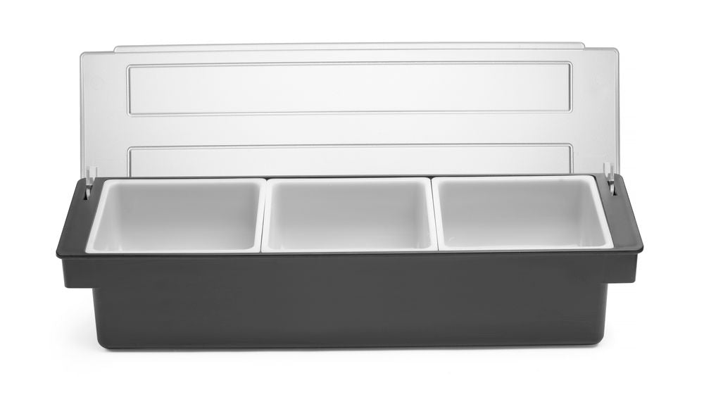 Ingrediëntenhouder – 3 containers, BarUp, Zwart, 480x150x(H)100mm