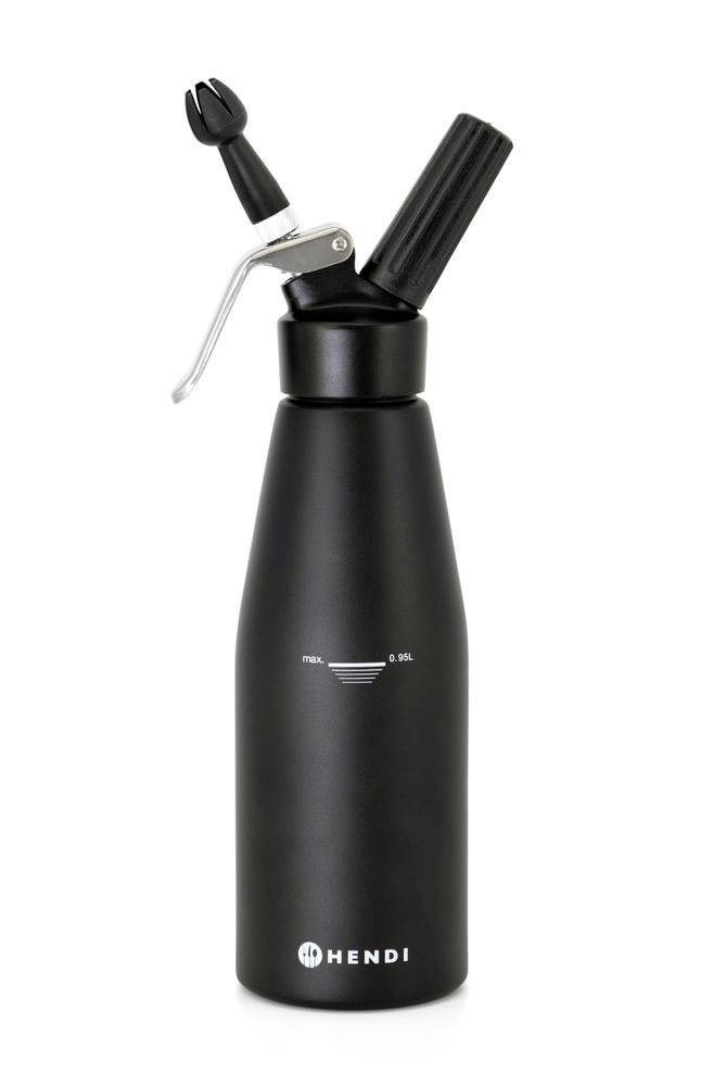 Slagroomapparaat zwart, HENDI, Kitchen Line, 0,95L, Zwart, ⌀95x(H)320mm