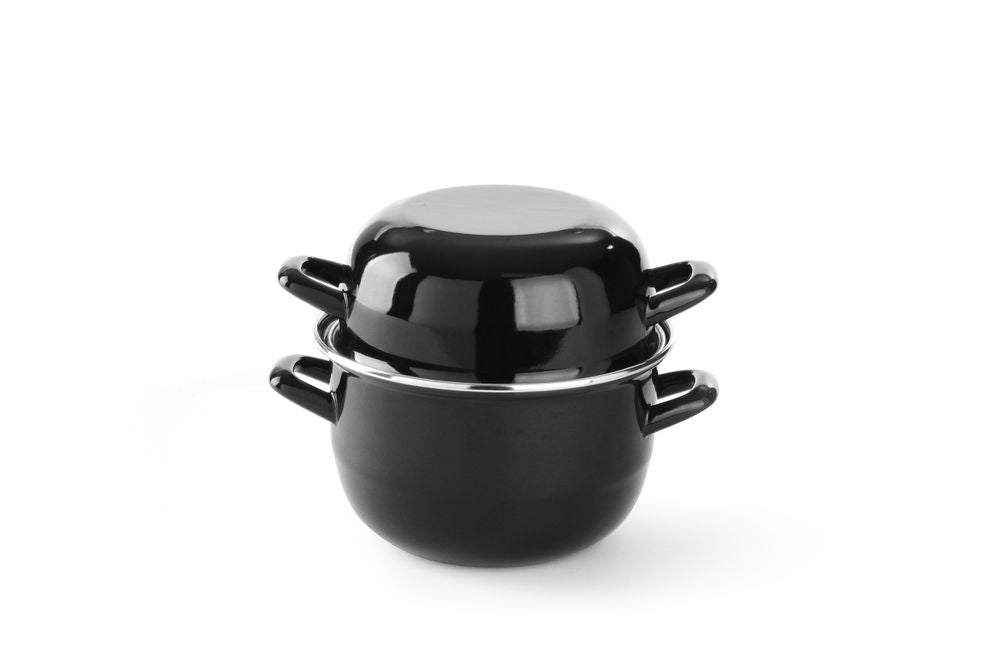 Mosselpan geëmailleerd - met deksel, HENDI, 2L, ⌀200x(H)180mm