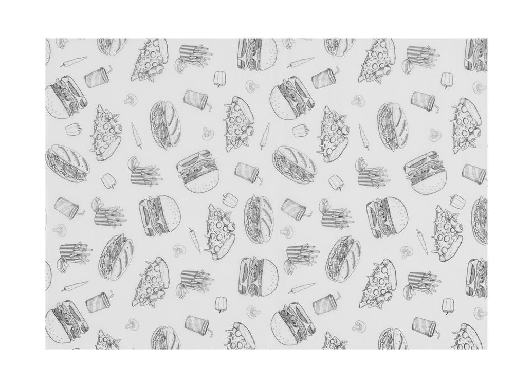 Vetbestendig papier, HENDI, Illustratie fast-food patroon, 500 st., 250x350mm