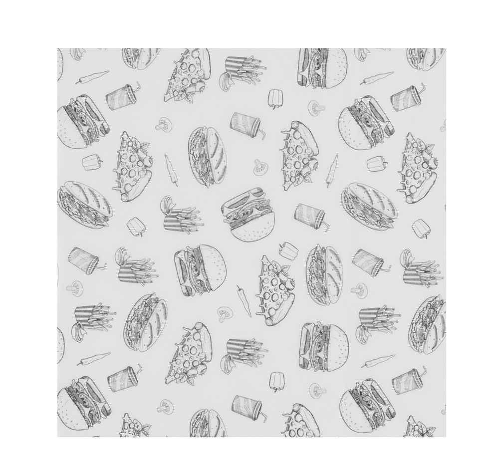 Vetbestendig papier, HENDI, Illustratie fast food patroon, 500 st., 305x305mm