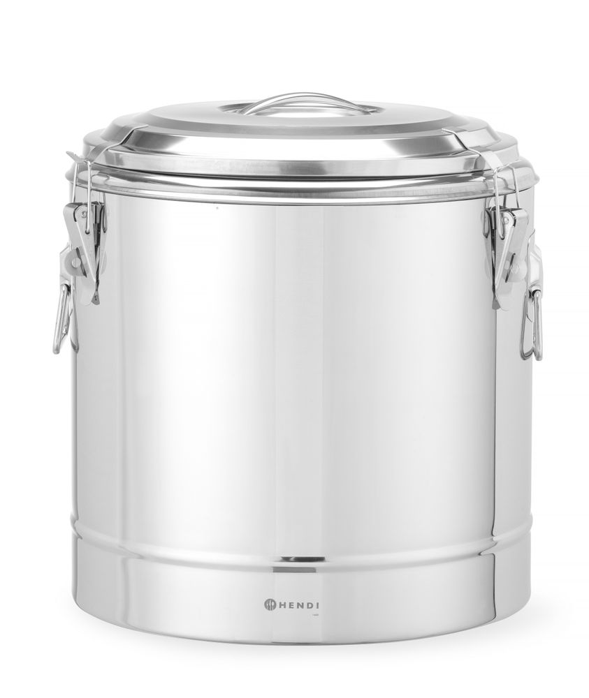 Geïsoleerde draagbare container, HENDI, Kitchen Line, 31L, Zilver, ⌀400x(H)445mm