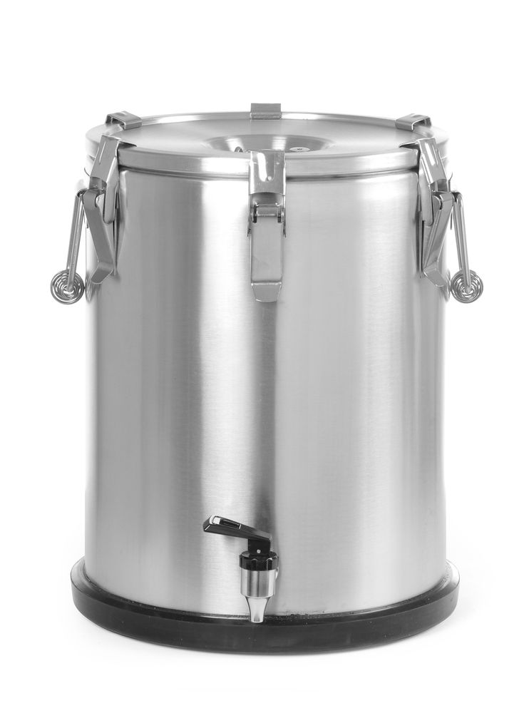 Geïsoleerde draagbare container – met kraan, HENDI, Profi Line, 25L, Zilver, ⌀330x(H)430mm