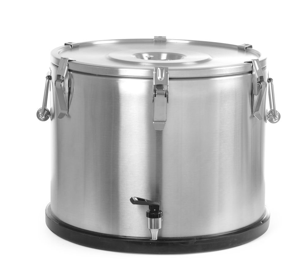 Geïsoleerde draagbare container – met kraan, HENDI, Profi Line, 50L, Zilver, ⌀480x(H)380mm