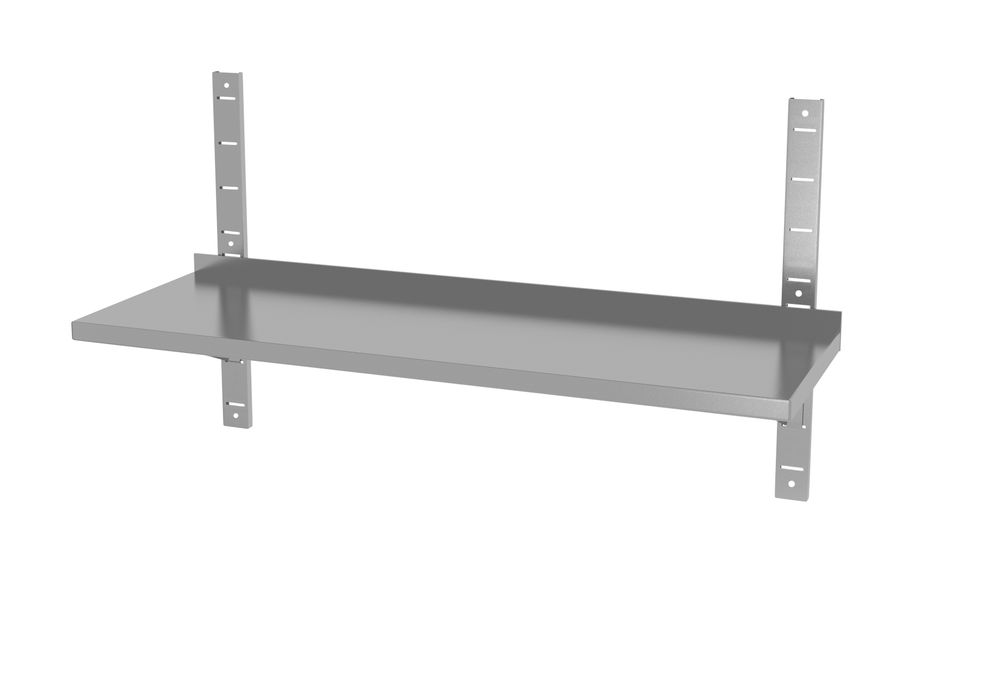 Verstelbare enkele wandplank met 2 beugels, HENDI, 1200x300x(H)600mm