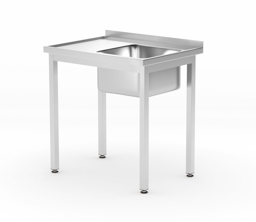 Spoeltafel met plank – geschroefd, diepte 600 mm, HENDI, Profi Line, Rechterkant, 800x600x(H)850mm