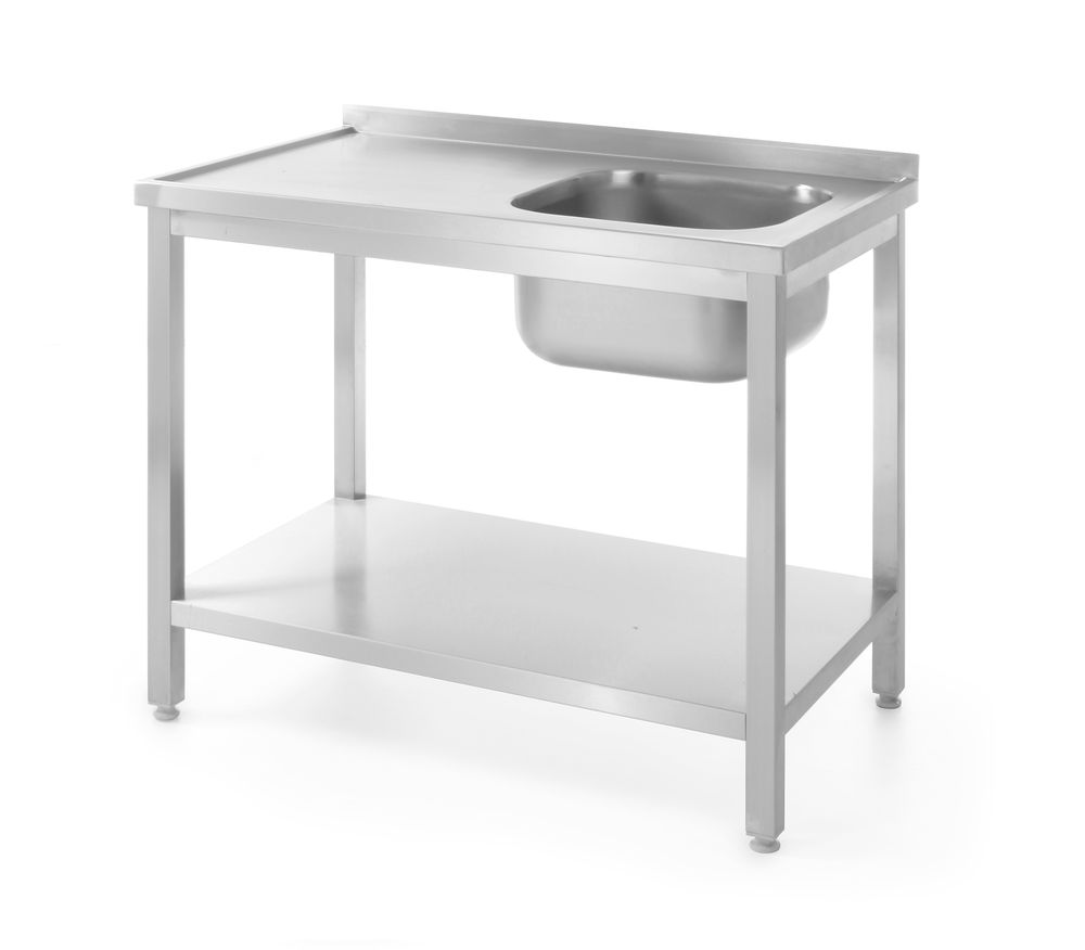 Spoeltafel met plank – geschroefd, diepte 600 mm, HENDI, Profi Line, Rechterkant, 1000x600x(H)850mm