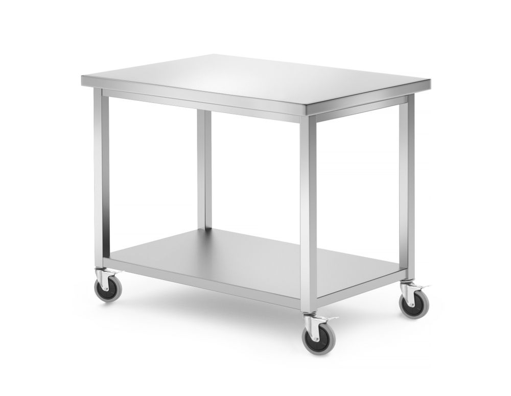 Mobiele tafel, met plank – geschroefd, HENDI, Kitchen Line, 1000x700x(H)850mm