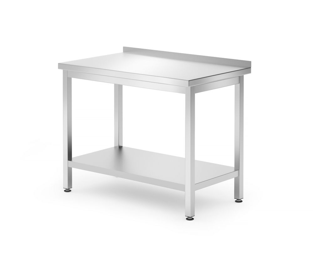 Wandtafel met plank – geschroefd, diepte 600 mm, HENDI, Kitchen Line, 1000x600x(H)850mm