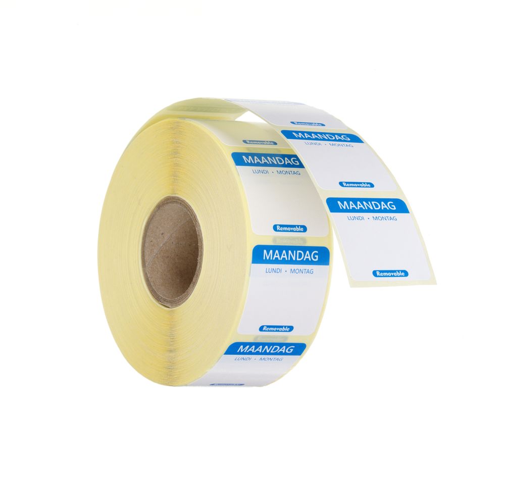 Voedselveiligheidsstickers, multifunctioneel, eenvoudig verwijderbaar , HENDI, Maandag, Blauw, 1000 st., 25x25mm