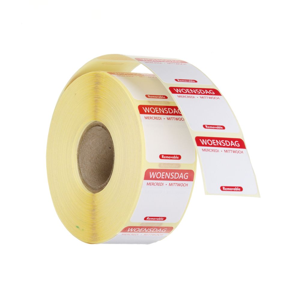 Voedselveiligheidsstickers, multifunctioneel, eenvoudig verwijderbaar , HENDI, Woensdag, Rood, 1000 st., 25x25mm