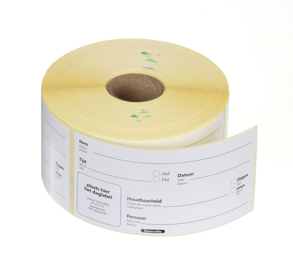 Houdbaarheidsstickers, multifunctioneel, eenvoudig te verwijderen, HENDI, Wit, 500 st., 100x50mm
