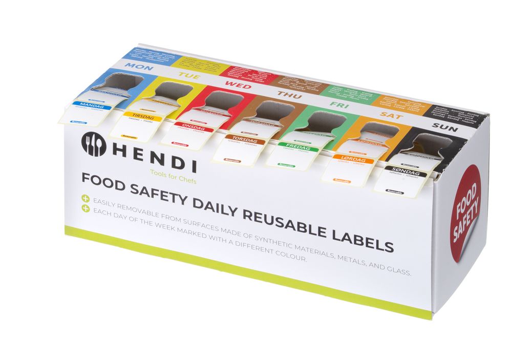 Set voedselveiligheidsstickers, multifunctioneel, eenvoudig verwijderbaar, met een dispenser, HENDI, 240x80x(H)100mm