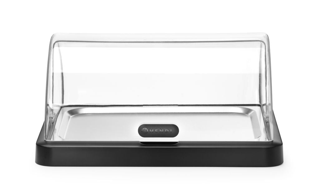 Koeldisplay met rolltop “Duo” UNIQ, HENDI, designed by Robert Bronwasser, Enkel, Zwart, 460x355x(H)220mm, Rechthoekig