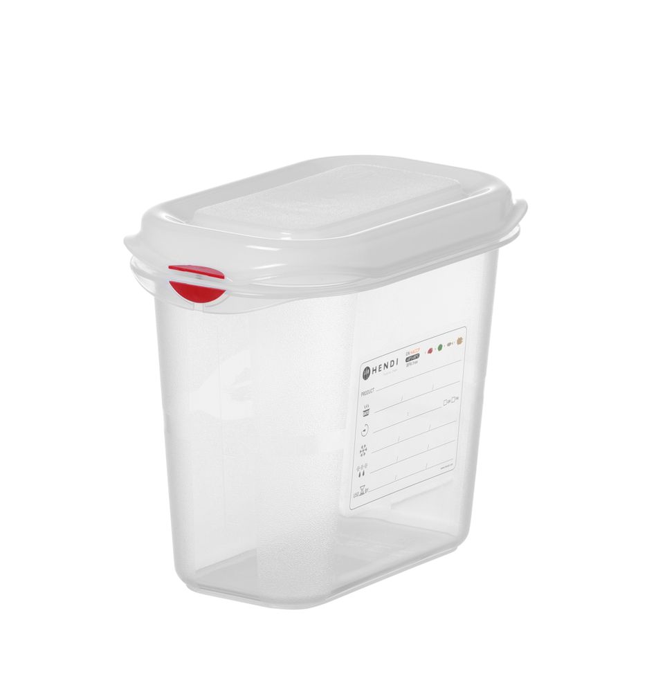 GN 1/9 container, polypropyleen, HENDI, GN 1/9, 1,5L, Transparant, 176x108x(H)150mm, Rechthoekig