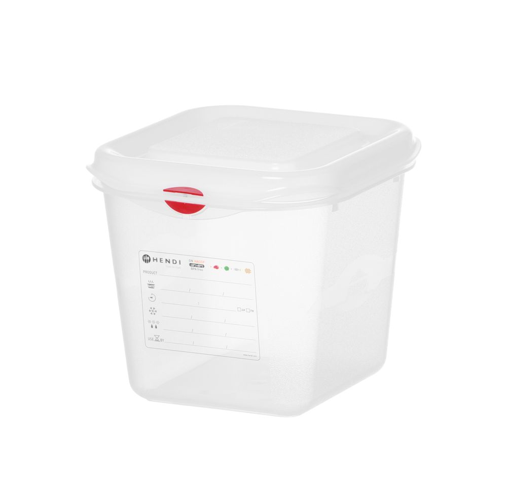 GN 1/6 container, polypropyleen, HENDI, GN 1/6, 2,6L, Transparant, 176x162x(H)150mm, Rechthoekig