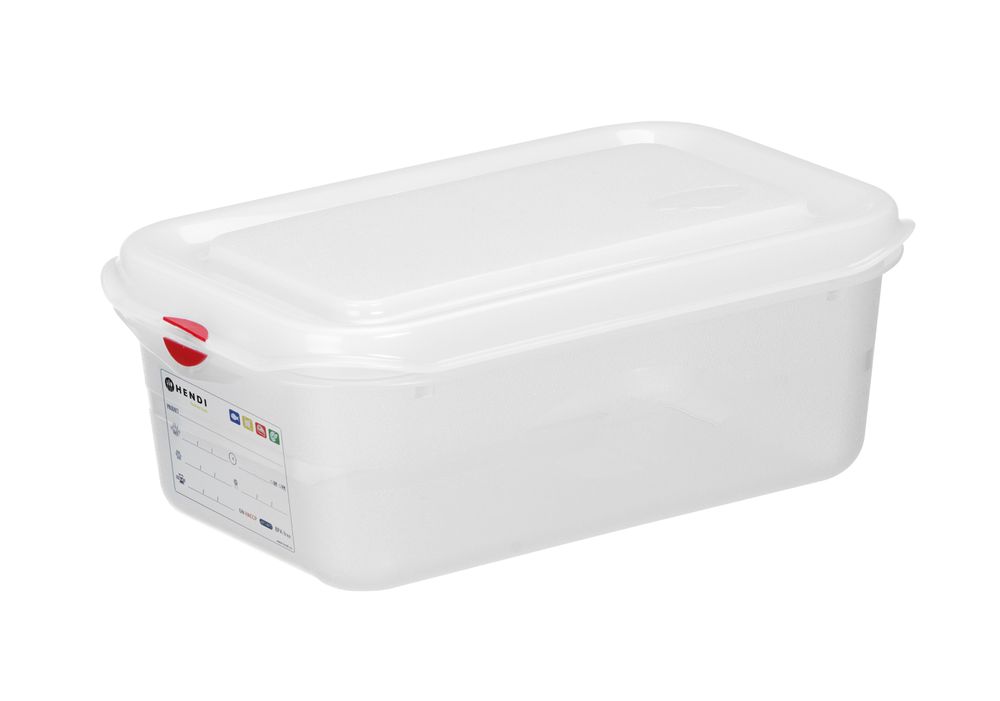 Container GN 1/4 polypropyleen, HENDI, GN 1/4, 2,8L, Transparant, 265x162x(H)100mm, Rechthoekig
