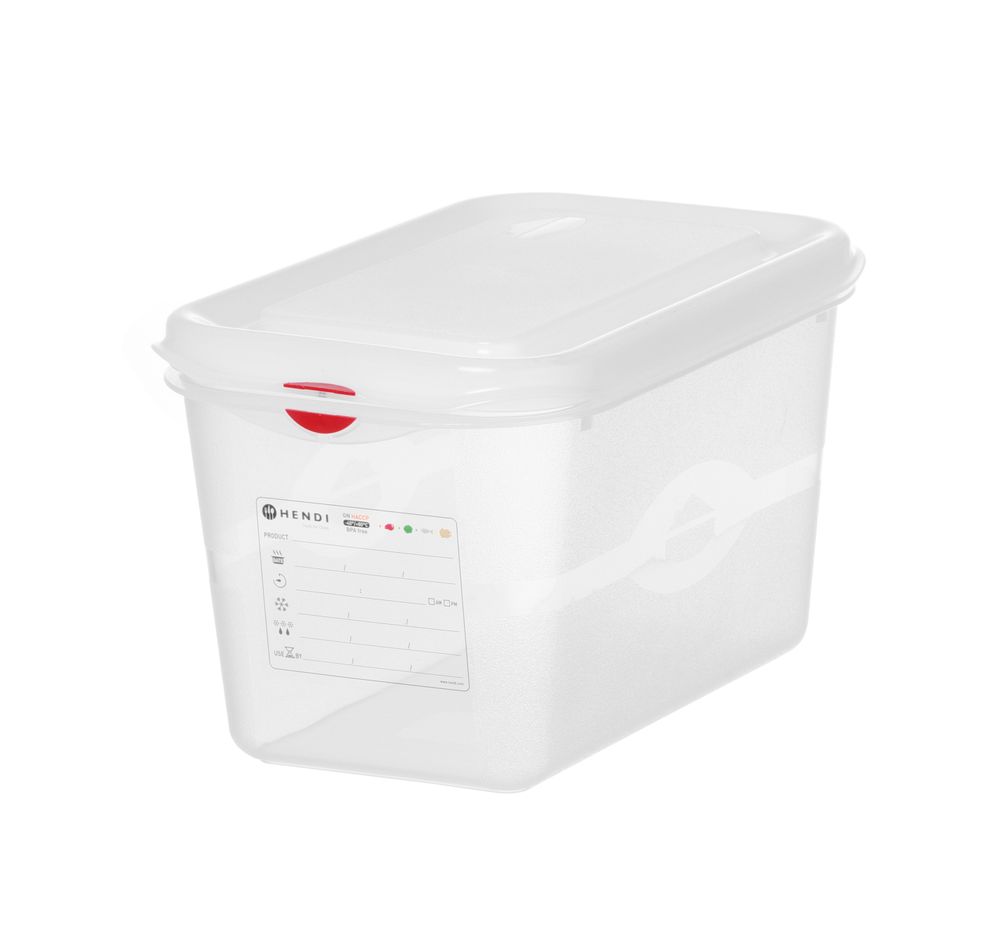 Container GN 1/4 polypropyleen, HENDI, GN 1/4, 4,3L, Transparant, 265x162x(H)150mm, Rechthoekig