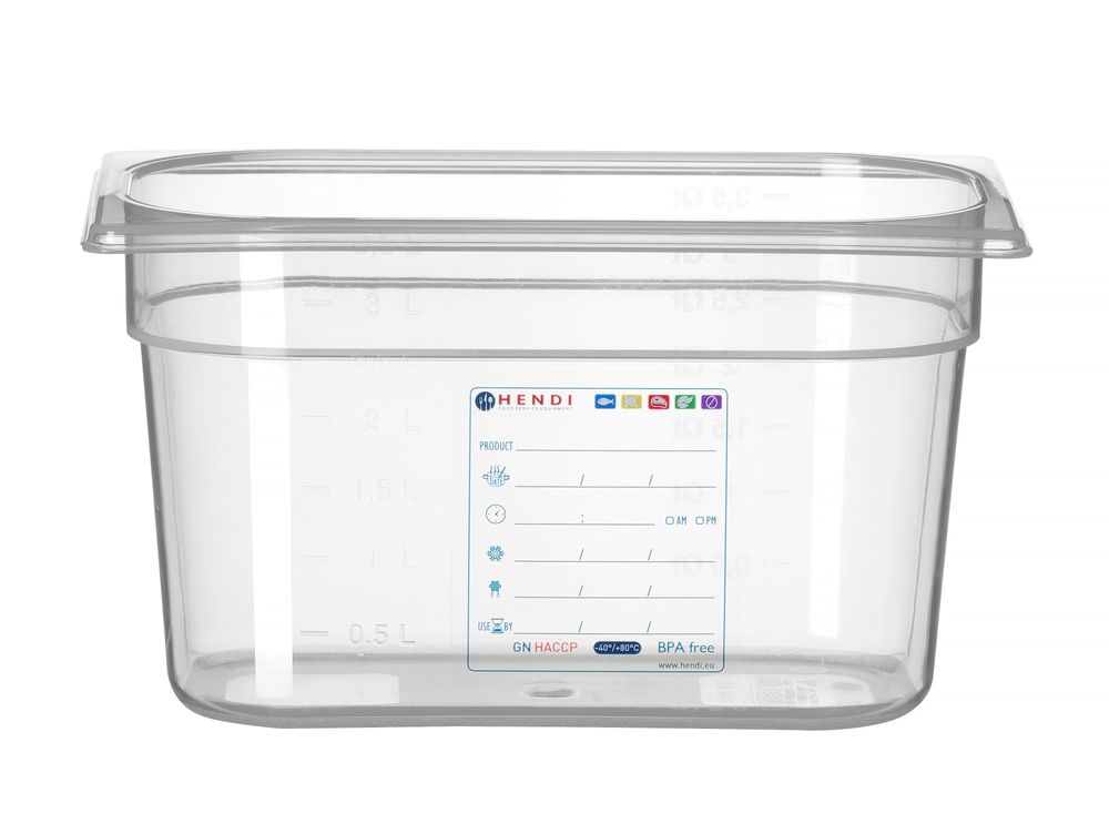 Container GN 1/4, HENDI, GN 1/4, 3,5L, Transparant, 265x162x(H)150mm