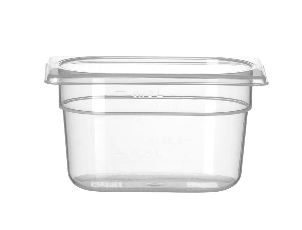 Container GN 1/9 polypropyleen, HENDI, Profi Line, 1,0, GN 1/9, 0,75L, Transparant, 176x108x(H)100mm