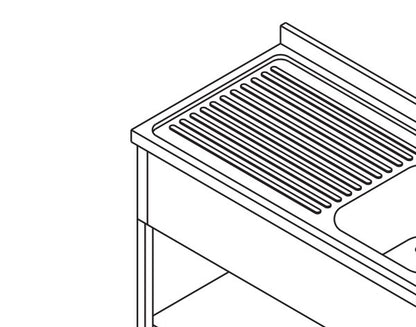 Spoeltafel - 160 x 60 cm - 1 Wasbak - incl. Spatrand en Onderschap