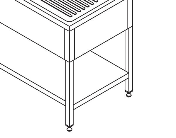 Spoeltafel - 160 x 60 cm - 1 Wasbak - incl. Spatrand en Onderschap