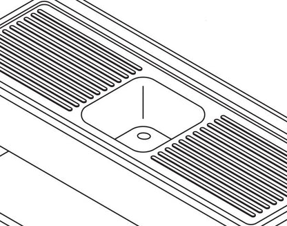 Spoeltafel - 160 x 60 cm - 1 Wasbak - incl. Spatrand en Onderschap