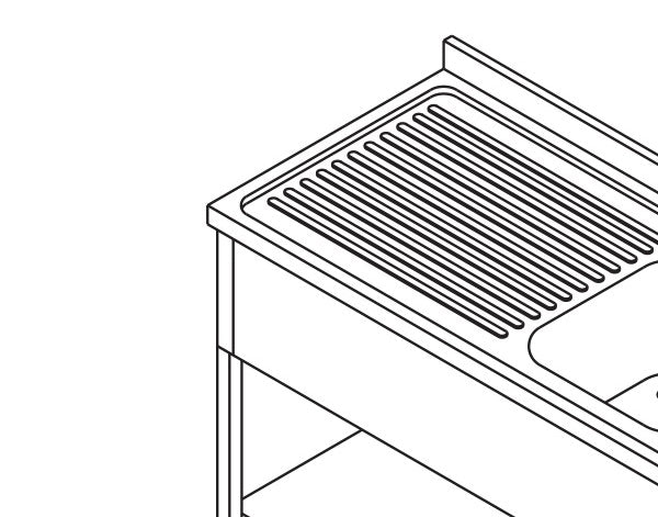 Spoeltafel - 140 x 70 cm - 1 Wasbak - incl. Spatrand en Onderschap