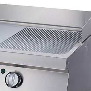 Heavy Duty Grillplaat - Half Gegroefd Chroom - Dubbel - 70 cm Diep - Elektrisch