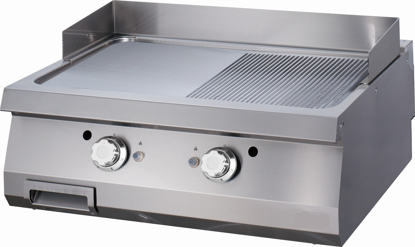 Heavy Duty Grillplaat - Half Gegroefd - Dubbel - 70 cm Diep - Gas