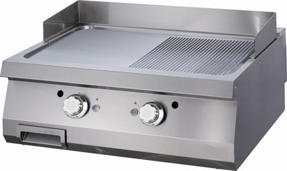 Heavy Duty Grillplaat - Half Gegroefd - Dubbel - 70 cm Diep - Gas