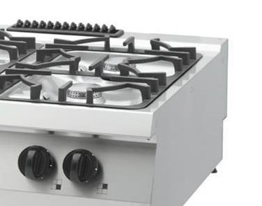 Heavy Duty Kookplaat - 4 Pitten - Dubbel - 70 cm Diep - 27 kW - Gas