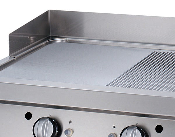 Premium Grillplaat - Half Gegroefd Chroom - Dubbel - 90 cm Diep - Elektrisch