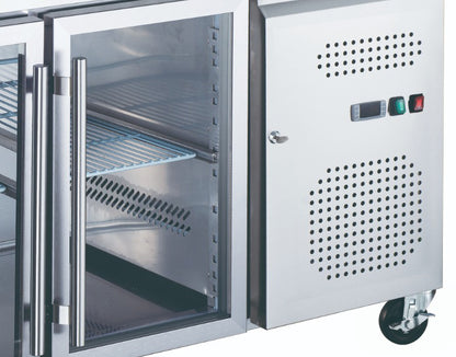 Koelwerkbank - 136 cm - 2 Glazen Deuren