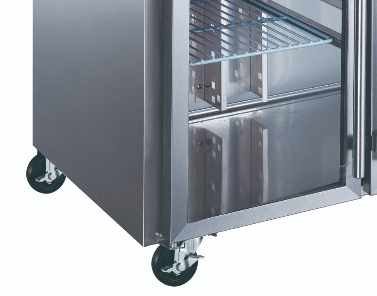 Koelwerkbank - 136 cm - 2 Glazen Deuren