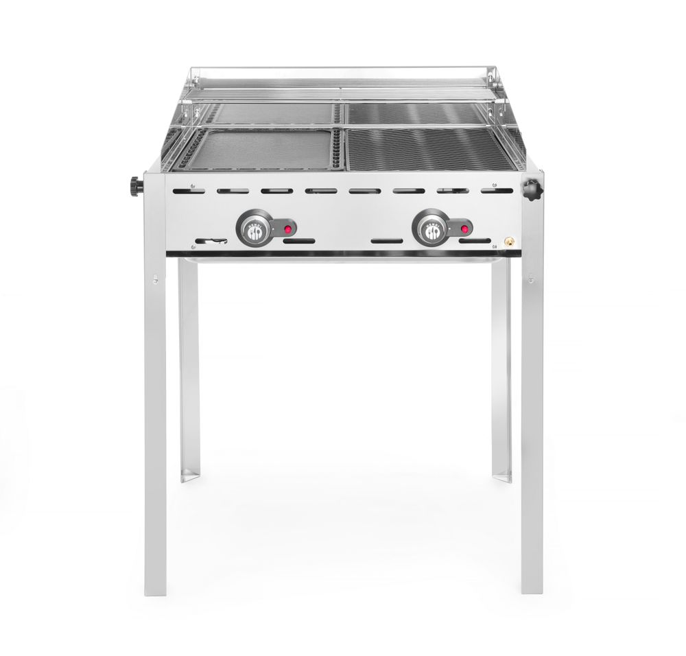 Green fire met 2 branders, HENDI, Profi Line, Geëmailleerde gietijzeren bakplaat en rooster GN 1/1, 11,6kW, 740x615x(H)825mm