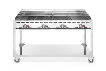 Green fire met 4 branders, HENDI, Profi Line, op verrijdbaar onderstel, Lichtgrijs, 22kW, 1400x612x(H)825mm