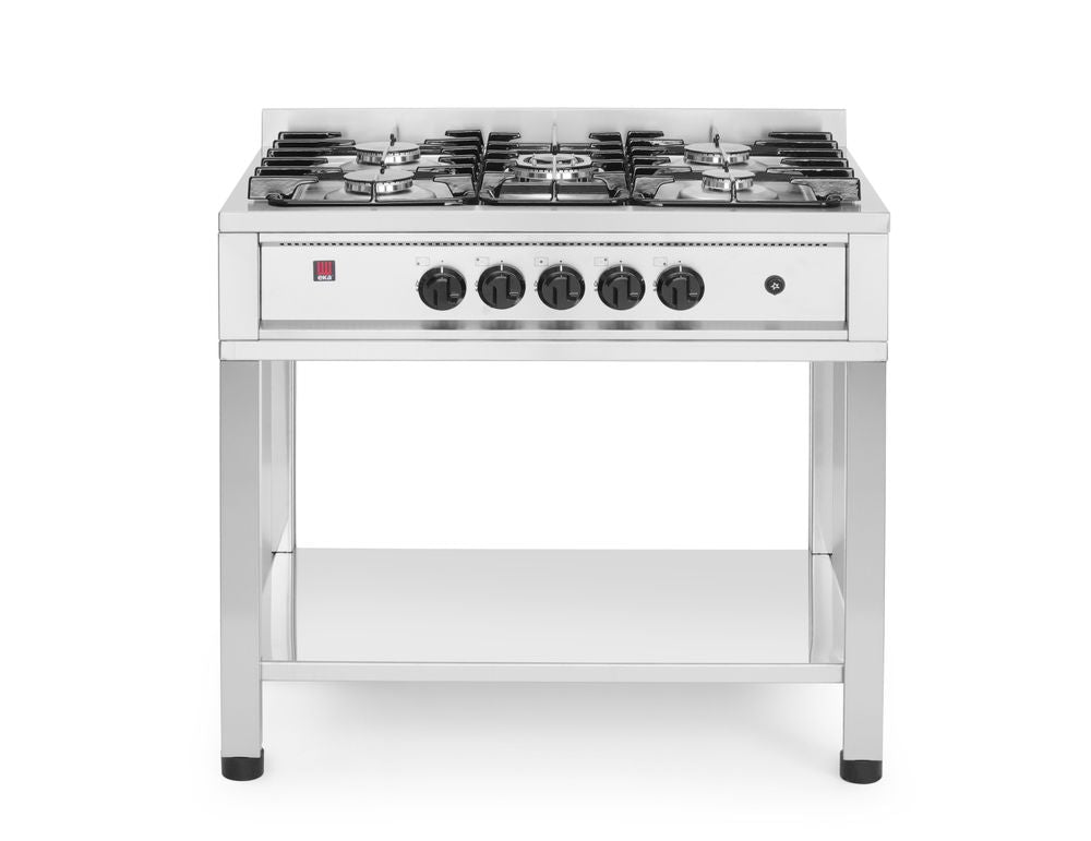 Gasfornuis - 5 pits, met open frame, HENDI, Kitchen Line, 14,3kW, 900x640x(H)910mm