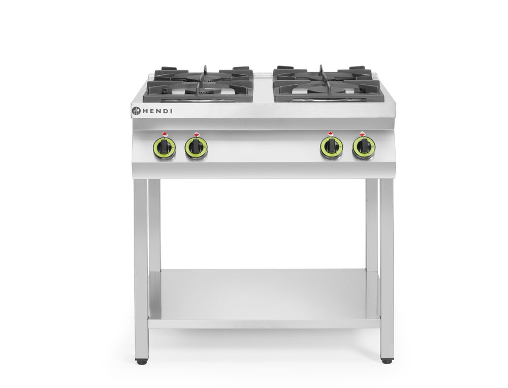 Gasfornuis Kitchen Line 4-pits open standaard, HENDI, Kitchen Line, 19kW, 800x700x(H)900mm