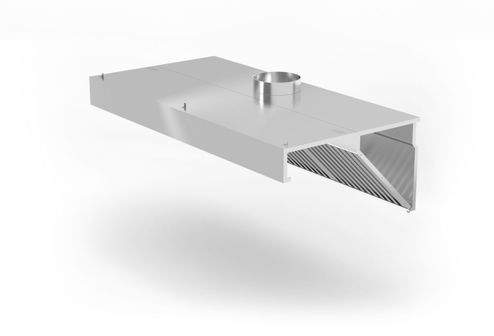 Wandgemonteerde afzuigkap, schuin model, HENDI, Profi Line, met LED-verlichting, 1200x700x(H)450mm