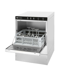 Glazen vaatwasser 40x40, elektronische bediening, HENDI, Budget Line, met afvoerpomp, 230V/2800W, 470x510x(H)710mm