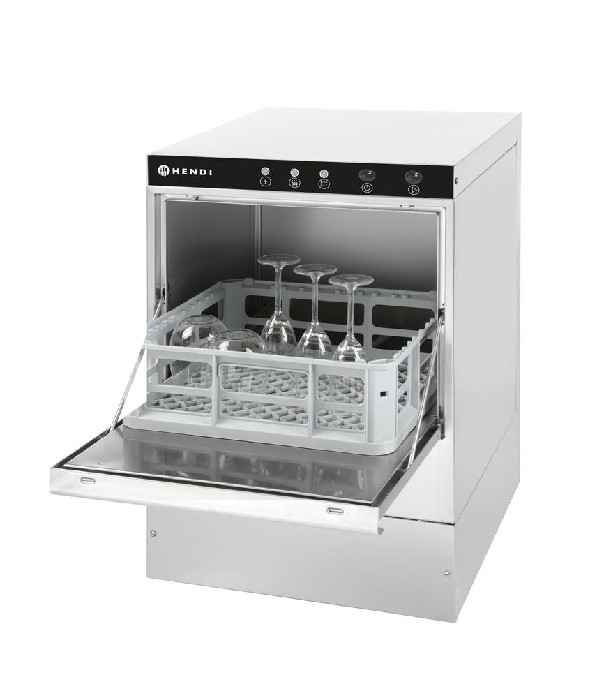 Glazen vaatwasser 40x40, elektronische bediening, HENDI, Budget Line, met afvoerpomp, 230V/2800W, 470x510x(H)710mm