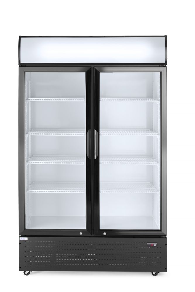 Backbar koelkast met lichtbak, dubbele deur, Arktic, 512L, Zwart, 230V/510W, 1120x585x(H)1900mm